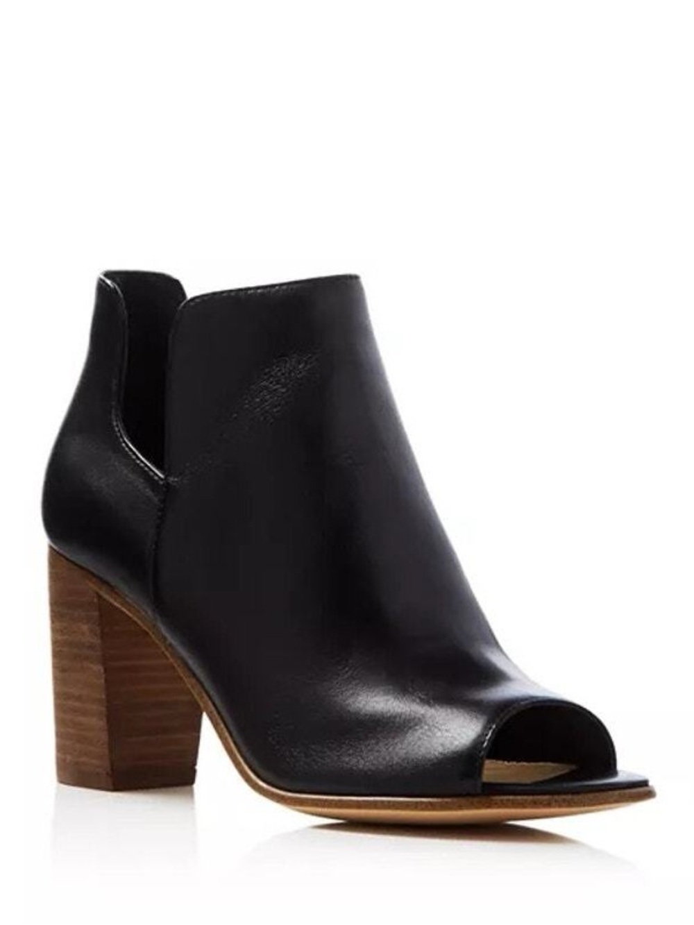Steve Madden Black Open-Toe Leather Block Heel Booties 8.5